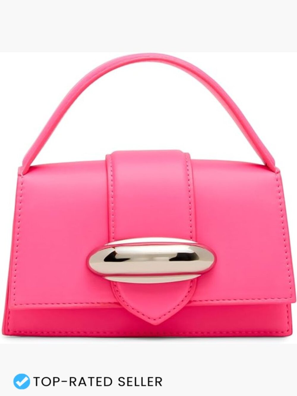 Mini Top Handle Crossbody Bag with Chain Strap - Structured Vegan Leather